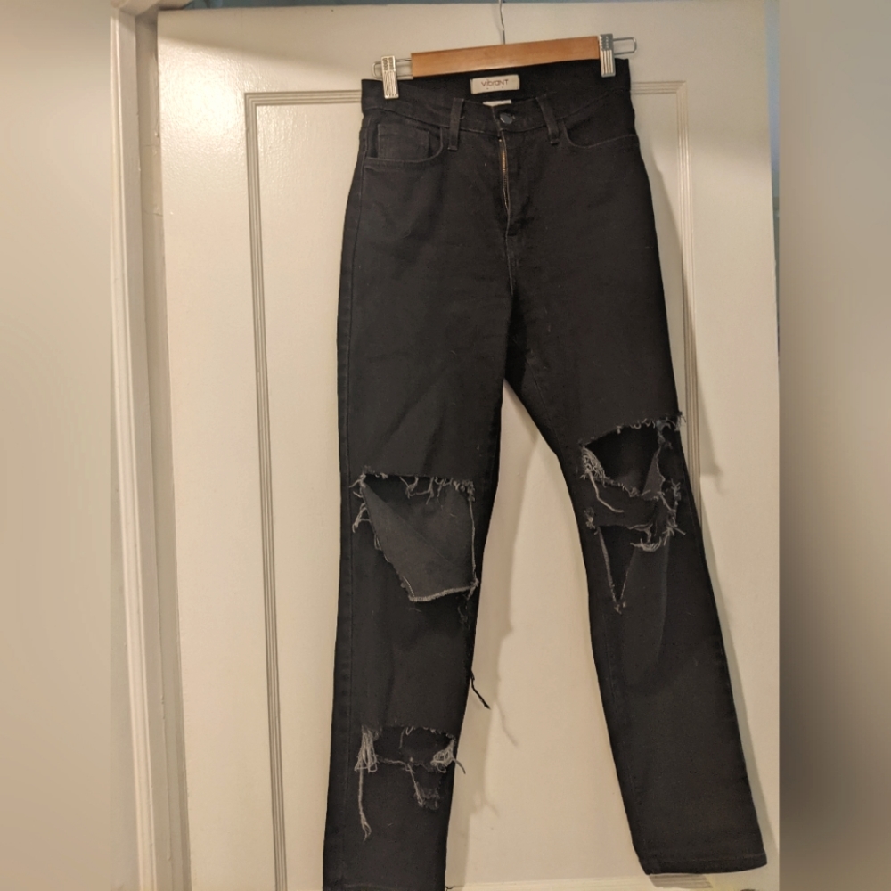 Vibrant MIU distressed black jeans